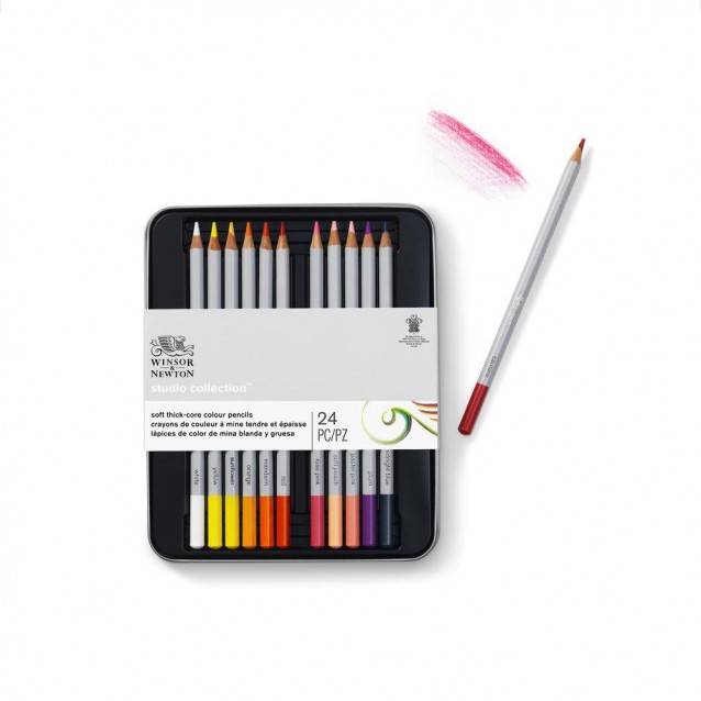 Winsor & Newton Μεταλλική Κασετίνα με 24 Χρωματιστά Μολύβια Studio Collection