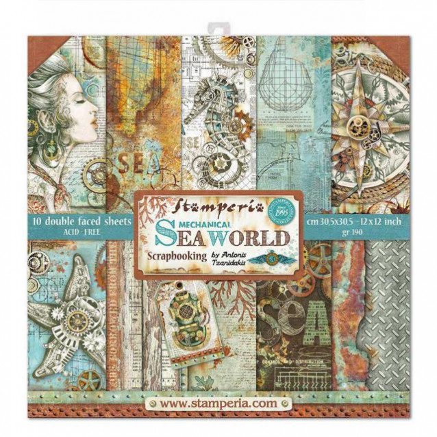 Stamperia 10 Χαρτιά Scrapbooking 30,5x30,5cm Διπλής Όψης Sea World