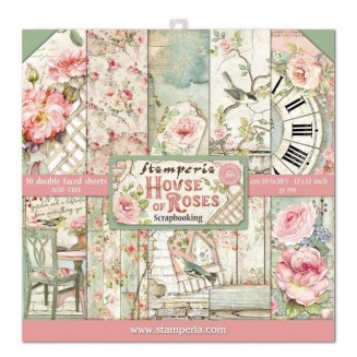 Stamperia 10 Χαρτιά Scrapbooking 30,5x30,5cm Διπλής Όψης House of Roses