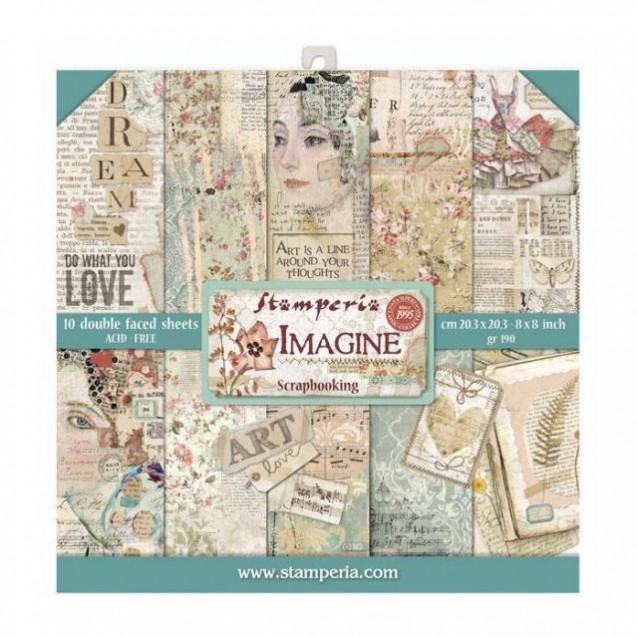 Stamperia 10 Χαρτιά Scrapbooking 20,3x20,3cm Διπλής Όψης Imagine