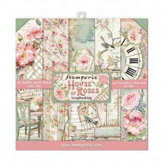 Stamperia 10 Χαρτιά Scrapbooking 20,3x20,3cm Διπλής Όψης House of Roses