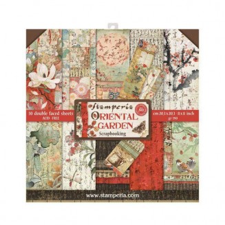 Stamperia 10 Χαρτιά Scrapbooking 20,3x20,3cm Διπλής Όψης Oriental Garden