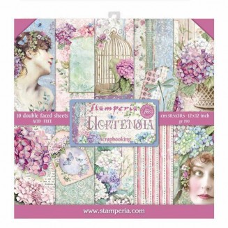 Stamperia 10 Χαρτιά Scrapbooking 30,5x30,5cm Διπλής Όψης Hortensia