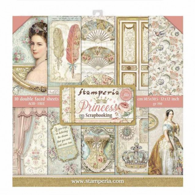 Stamperia 10 Χαρτιά Scrapbooking 30,5x30,5cm Διπλής Όψης Princess