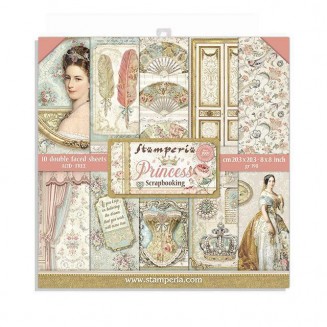 Stamperia 10 Χαρτιά Scrapbooking 20,3x20,3cm Διπλής Όψης Double Face Princess