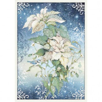 Stamperia Ριζόχαρτο Decoupage A3 Poinsettia White