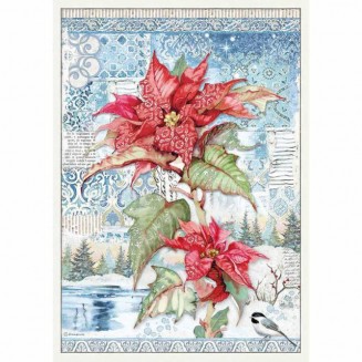 Stamperia Ριζόχαρτο Decoupage A3 Poinsettia Red