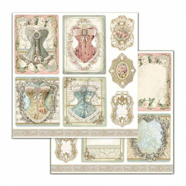 Stamperia Χαρτί Scrapbooking 30,5x30,5cm Διπλής Όψης Corsets