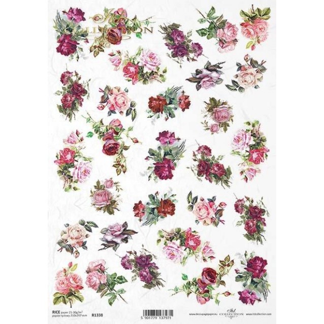 Itd. Collection Ριζόχαρτο Decoupage A4 (21x29,7cm) Maroon Rose Flowers