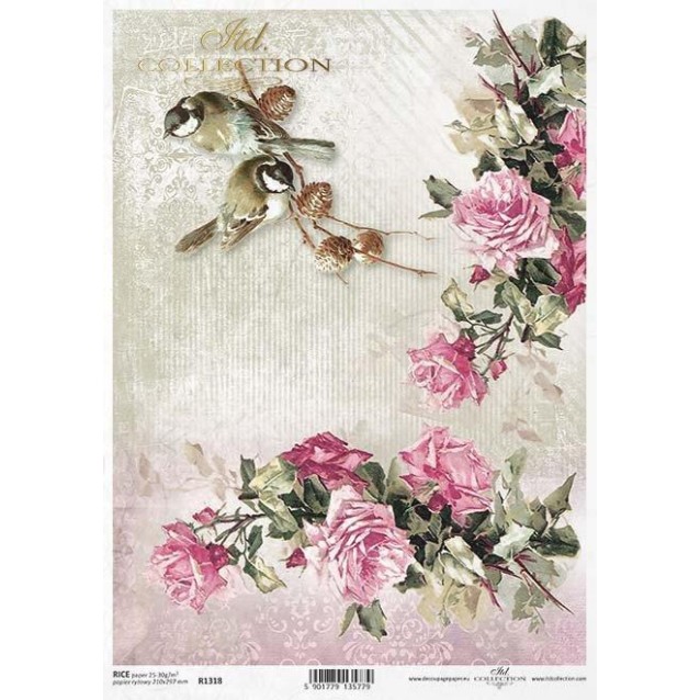 Itd. Collection Ριζόχαρτο Decoupage A4 (21x29,7cm) Bouquets And Birds