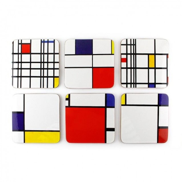 6 Σουβέρ 10,5x10,5x0,4cm Mondrian 