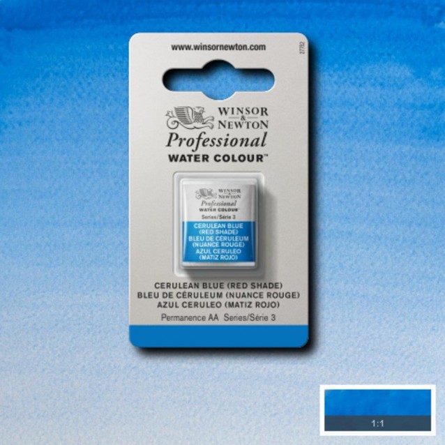 Winsor & Newton Half Pan Ακουαρέλας Professional 140 Cerulean Blue( Red Shade) Series 3