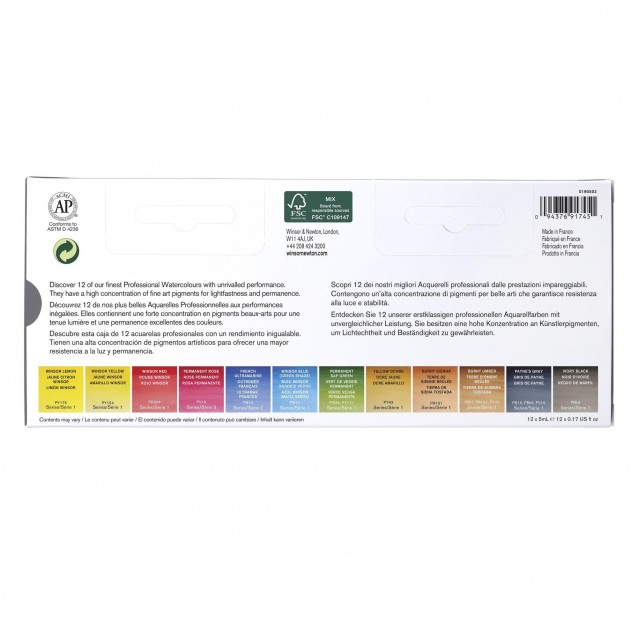 Winsor & Newton Professional Watercolor Metal Box με 12 Σωληνάρια 5ml