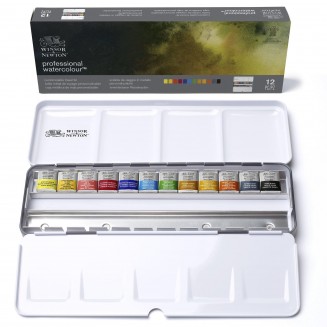 Winsor & Newton Professional Watercolor Black Box με 12 Half Pans