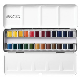 Winsor & Newton Professional Watercolor Black Box με 24 Half Pans