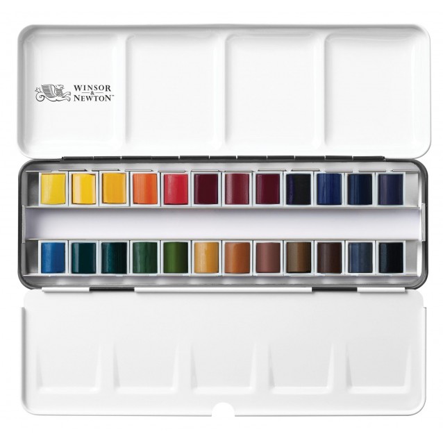 Winsor & Newton Professional Watercolor Black Box με 24 Half Pans