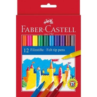 Faber Castell 12 Λεπτοί Μαρκαδόροι Super Washable