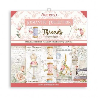 Stamperia 10 Χαρτιά Scrapbooking 30,5x30,5cm Διπλής Όψης Threads