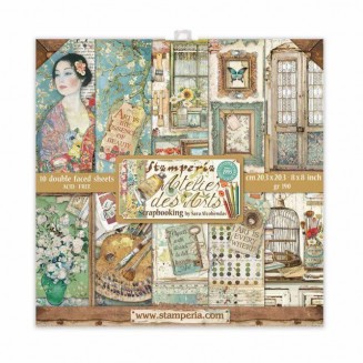 Stamperia 10 Χαρτιά Scrapbooking 20,3x20,3cm Διπλής Όψης Atelier des Arts