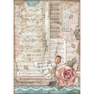 Stamperia Ριζόχαρτο Decoupage A4 (21x29,7cm) Roses and Music