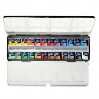 Winsor & Newton Cotman Μεταλλική Κασετίνα με 24 Πλακάκια Ακουαρέλας