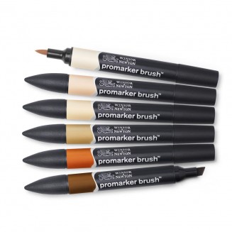 Winsor & Newton 6 Μαρκαδόροι Promarker Brush Χρώμα Δέρματος