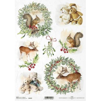 Itd. Collection Ριζόχαρτο Decoupage Χριστουγεννιάτικο A4 (21x29,7cm) Christmas Teddy Bears and Squirrels