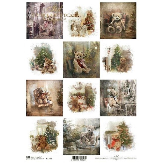 Itd. Collection Ριζόχαρτο Decoupage Χριστουγεννιάτικο A4 (21x29,7cm) Christmas Teddy Bears