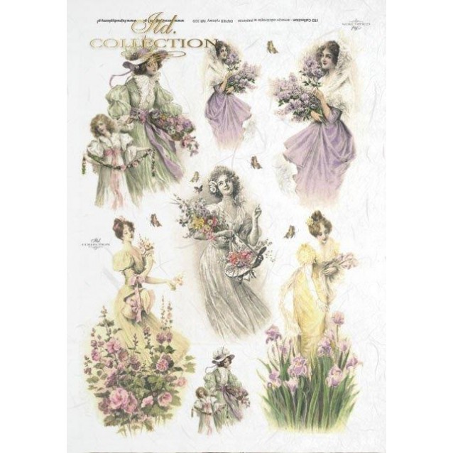 Itd. Collection Ριζόχαρτο Decoupage A4 (21x29,7cm) Women in Dresses And Summer Flowers