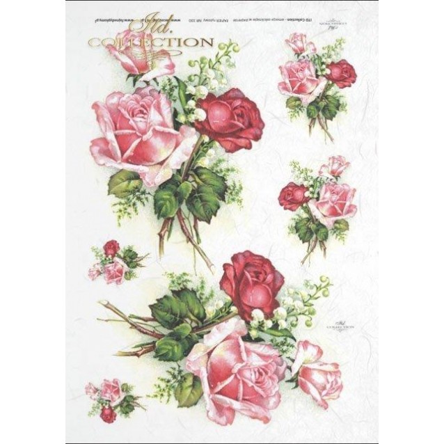 Itd. Collection Ριζόχαρτο Decoupage A4 (21x29,7cm) Bouquets of Roses And Lily of the Valley