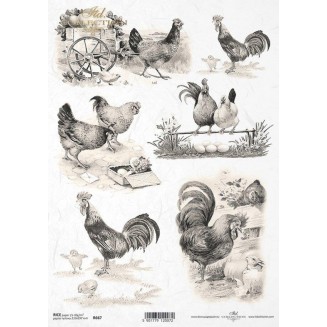 Itd. Collection Ριζόχαρτο Decoupage A4 (21x29,7cm) Easters And Roosters