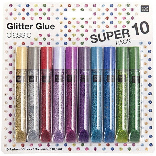 Rico Design 10 Χρώματα x 10,5ml Κόλλα Glitter