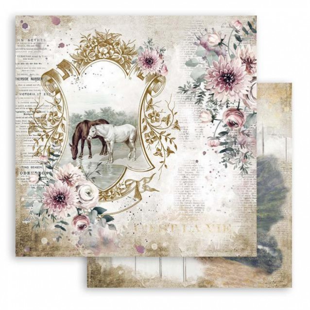 Stamperia Χαρτί Scrapbooking 30,5x30,5cm Διπλής Όψης Romantic Horses Lake