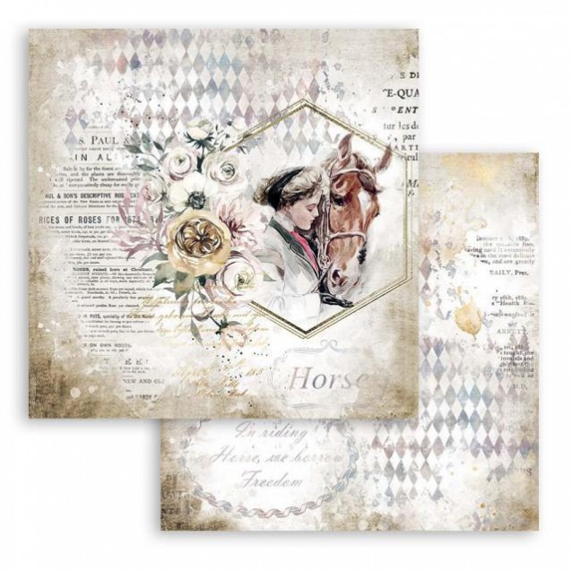 Stamperia Χαρτί Scrapbooking 30,5x30,5cm Διπλής Όψης Romantic Horses Lady with Horse