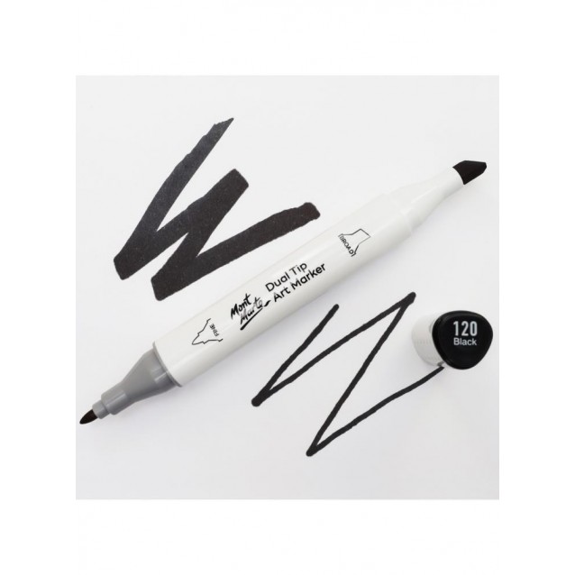 Mont Marte Art Marker Διπλής Μύτης GY8 Black (120 Black)