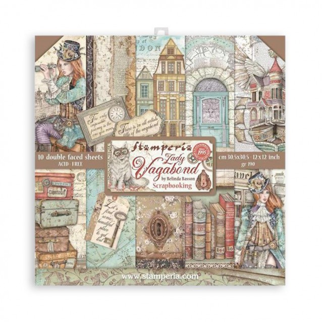 Stamperia 10 Χαρτιά Scrapbooking 30,5x30,5cm Διπλής Όψης Lady Vagabond