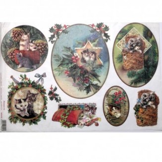 Stamperia Ριζόχαρτο Decoupage 48x33cm Christmas Cats