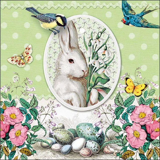 Ambiente 20 Χαρτοπετσέτες 33x33cm 3φύλλες White Rabbit Green FSC