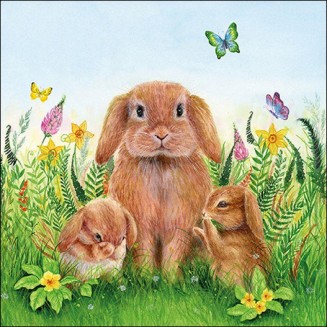 Ambiente 20 Χαρτοπετσέτες 33x33cm 3φύλλες Rabbit Family FSC