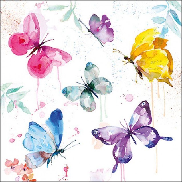 Ambiente 20 Χαρτοπετσέτες 33x33cm 3φύλλες Butterfly Collection White FSC