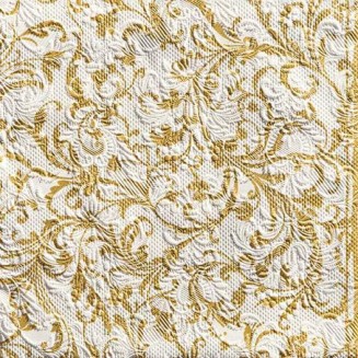 Ambiente 20 Χαρτοπετσέτες 33x33cm 3φύλλες Elegance Damask White/Gold FSC