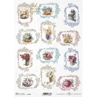 Itd. Collection Ριζόχαρτο Decoupage A4 (21x29,7cm) Flowers in Decorative Frames