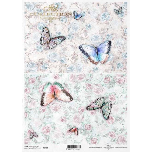 Itd. Collection Ριζόχαρτο Decoupage A4 (21x29,7cm) Butterflies & Roses