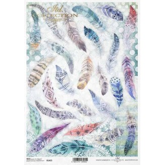 Itd. Collection Ριζόχαρτο Decoupage A4 (21x29,7cm) Colorful Feathers II