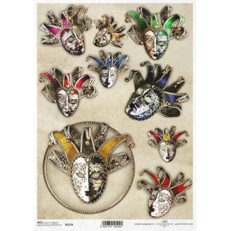 Itd. Collection Ριζόχαρτο Decoupage A4 (21x29,7cm) Colorful Carnival Masks