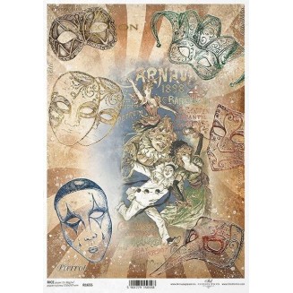 Itd. Collection Ριζόχαρτο Decoupage A4 (21x29,7cm) Carnival masks, Pierrot