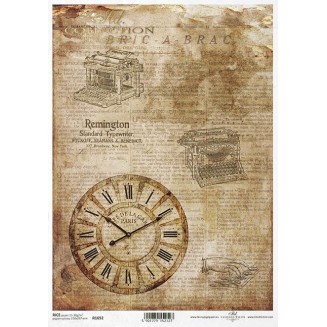 Itd. Collection Ριζόχαρτο Decoupage A4 (21x29,7cm) Vintage Typewriter & Clock