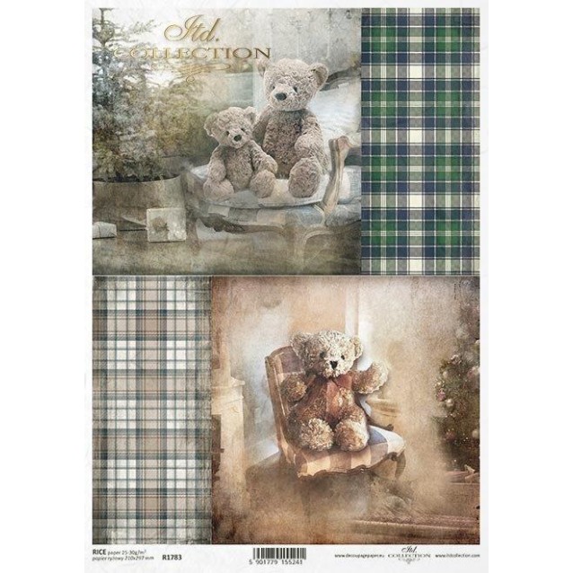 Itd. Collection Ριζόχαρτο Decoupage A4 (21x29,7cm) Teddy Bears & Scottish Tartan I