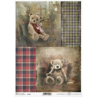 Itd. Collection Ριζόχαρτο Decoupage A4 (21x29,7cm) Teddy Bears & Scottish Tartan II