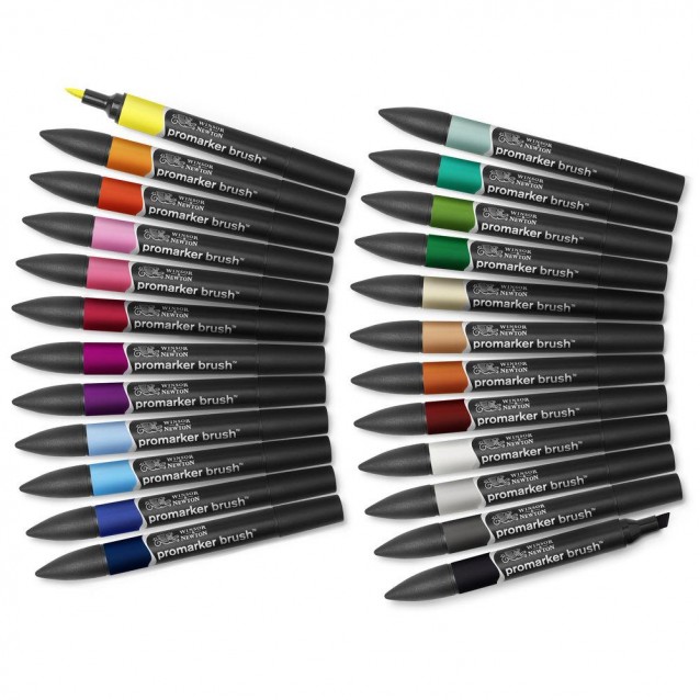 Winsor & Newton 24 Μαρκαδόροι Promarker Brush σε Κασετίνα Student Designer Collection